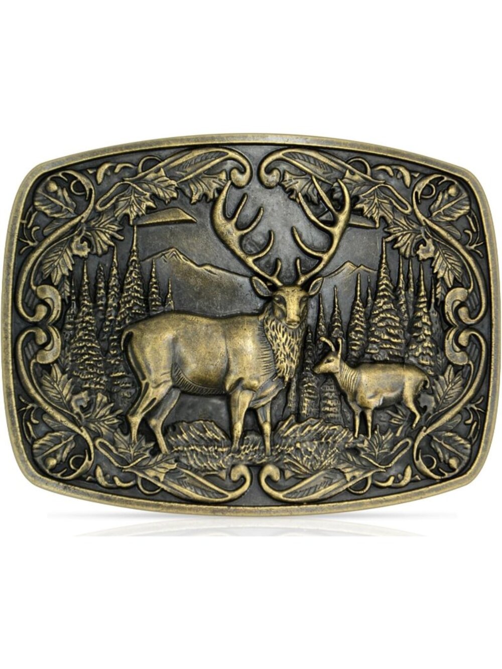 Men Bull Silver Deer Western Cowboy Buckle for Men Women Belt